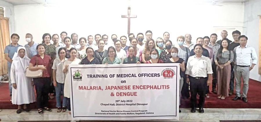 Participants and officials during the refresher training on Malaria, JE and Dengue held at Chapel Hall, District Hospital Dimapur on July 29.